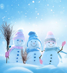 Christmas winter background with snow and blurred bokeh.Merry christmas and happy new year greeting...