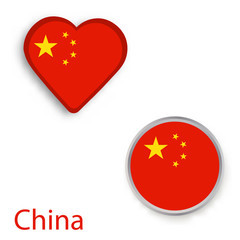 Heart and circle symbols with China flag.