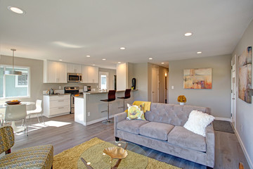 Freshly remodeled home interior with Open floor plan