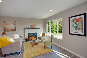 Freshly remodeled living room interior with Open floor plan