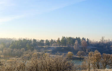 winter landscape in the early morning
