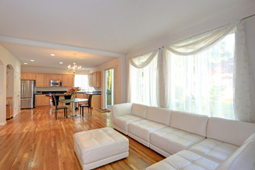Sunny Modern Living Room with White Sectional