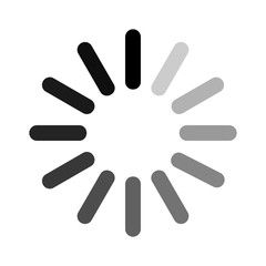 Circular loading sign, waiting symbol, black icon, isolated on white background. Vector illustration.