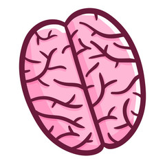 Funny and cute brain symbol from the top view - vector.