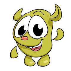 Cute monster waving hand