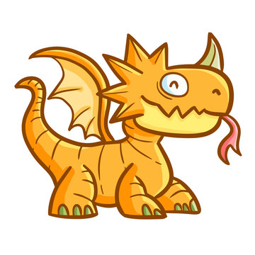 Cool and great dragon smiling happily - vector.