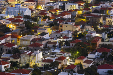 Evening view of Psara village from a nearby hill.
