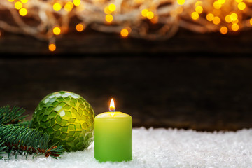 Weihnachtsdekoration mit Kerze, Grußkarte Weihnachten, Advent