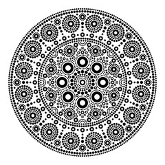 Mandala vector dot painting style, Aboriginal folk art, Australian black traditional ethnic design 