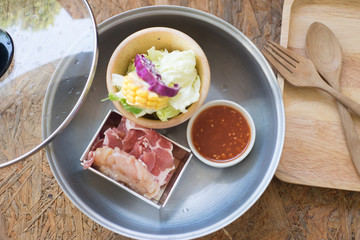 Sukiyaki is a Japanese style and Korean style (served in pot)