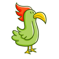 Funny and cute green bird - vector.