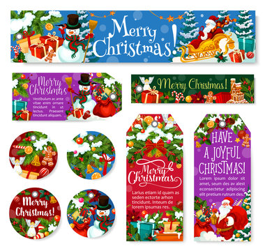 Christmas decoration holiday vector posters tags