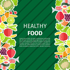 Healthy Food Banner with Fruits and Vegetables
