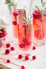 Refreshing drink with cranberries