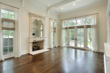 Family room with fireplace