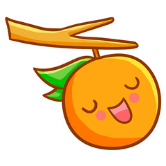 Cute and funny happy orange on a tree - vector.