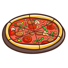 Funny and yummy pizza - vector.