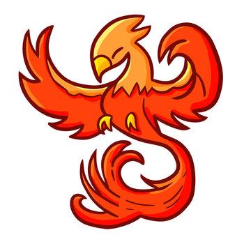 Cool and great red orange phoenix bird - vector. Stock Vector | Adobe Stock