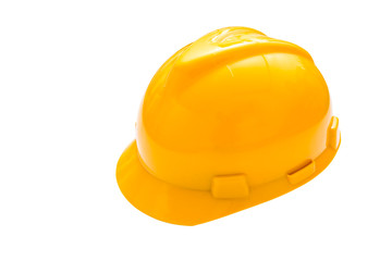 Yellow safety helmet or hard hat isolated on white background