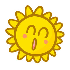 Funny and cute sun smiling happily - vector.