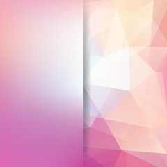 Geometric pattern, polygon triangles vector background in pink and white tones. Blur background with glass. Illustration pattern