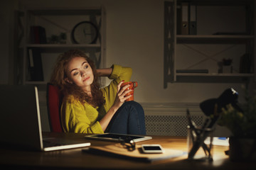 Business woman with cup of coffee