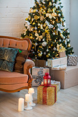 Christmas decorations, Christmas tree, gifts, new year