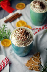 Christmas chocolate with whipped cream