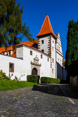 Fototapeta na wymiar State Castle Benesov nad Ploucnici. The chateau complex is a unique example of Gothic and Renaissance architecture - the so-called Saxon Renaissance