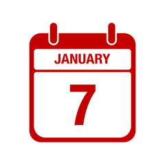 7 January calendar red icon