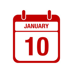 10 January calendar red icon