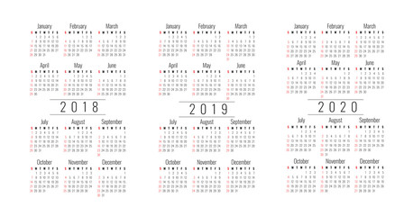 Pocket calendar template 2018 Monday