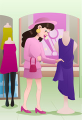 woman pick dress