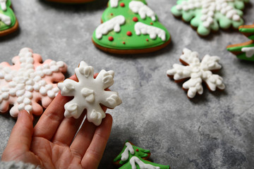 White christmas snowflake on hand