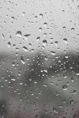 Drops of rain on the window