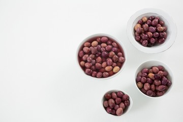 Pickled olives in bowls