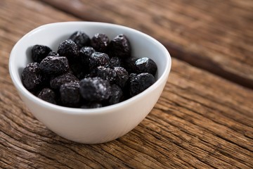 Dry olives in white bowl