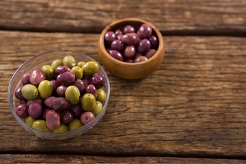Marinated olives in bowls