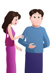 shopping woman choosing clothing for boyfriend on isolated