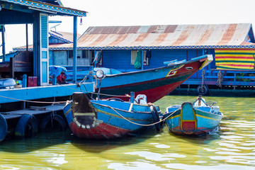 Fototapeta na wymiar Kampong Luong floating village situated on Tonle Sap lake, Cambodia.