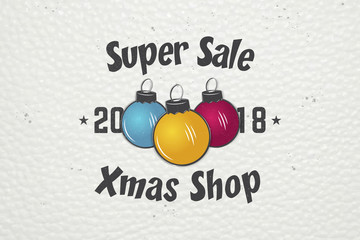 Happy New Year and Merry Christmas. Christmas shopping. Year of the dog. Detailed elements. Old retro vintage grunge. Typographic labels, stickers, logos and badges.