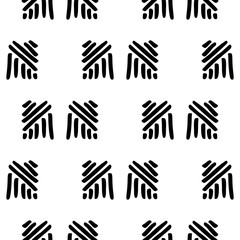 Black and White Seamless Ethnic Pattern. Vintage, Grunge, Abstract Tribal Background for Textile Design, Wallpaper, Surface Textures, Wrapping Paper