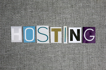 hosting word on grey background