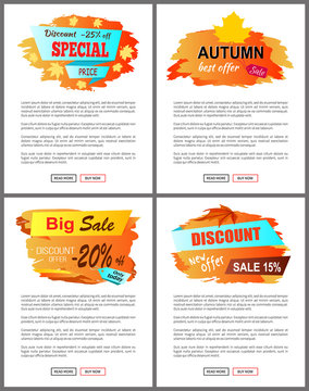 Special Offer Autumn Sale Posters Set Promo Advert
