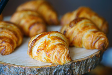 Freshly baked French croissants