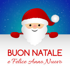 Buon Natale - Merry Christmas in Italian. Concept of Christmas card with decoration. Vector.