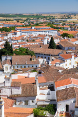 Naklejka premium The view of city residential houses which surround the Cathedral (Se) of Evora. Portugal