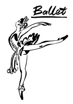 Ballet. Vector hand drawn graphic illustration.