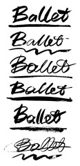 Ballet lettering. Vector hand drawn graphic illustration.