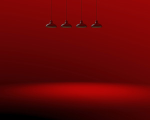 Red background illuminated with a lamp with space for text